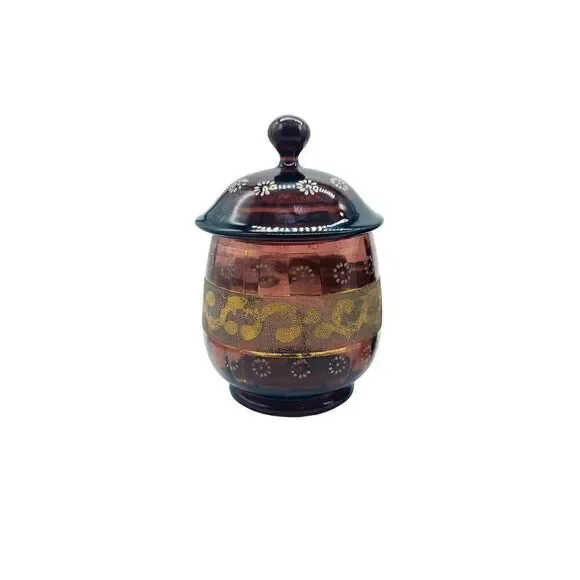 Antique Victorian Purple Glass Panel Gold Scrollwork Creamer & Sugar​​ - Picture 13 of 13